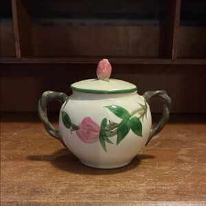 Franciscan Cream Sugar Bowl with Pink and Green Floral Design